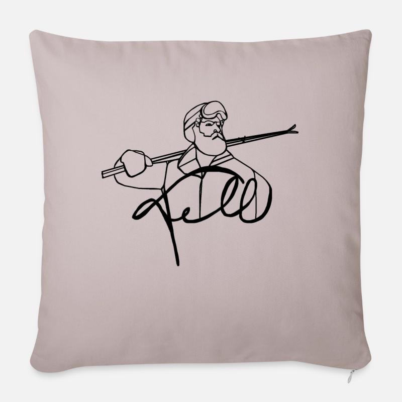 Tell mit Ski - Sofakissenbezug 45 x 45 cm - helles Taupe