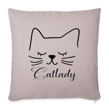 Cat Catlady Silhouette Outline Lineart Art - Sofa pillowcase 17,3'' x 17,3'' (45 x 45 cm) - light taupe - Front