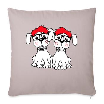 2 Dogs Nerd Horn-Rimmed Glasses Geek Braces Smart - Sofa pillowcase 17,3'' x 17,3'' (45 x 45 cm) - light taupe - Front