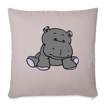 Hippo- / Nilpferd- / Flusspferd-Baby (3C) - Sofakissenbezug 45 x 45 cm - helles Taupe - Vorne