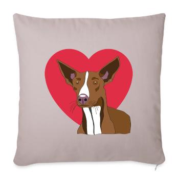 Podenco with heart - Sofa pillowcase 17,3'' x 17,3'' (45 x 45 cm) - light taupe - Front