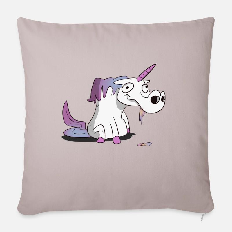 Unicorn / Einhorn - doofy sabbernd - Sofakissenbezug 45 x 45 cm - helles Taupe