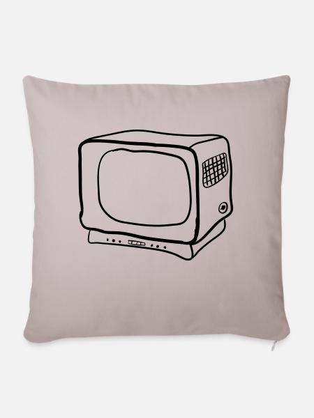 alter Fernseher - Sofakissenbezug 45 x 45 cm - helles Taupe