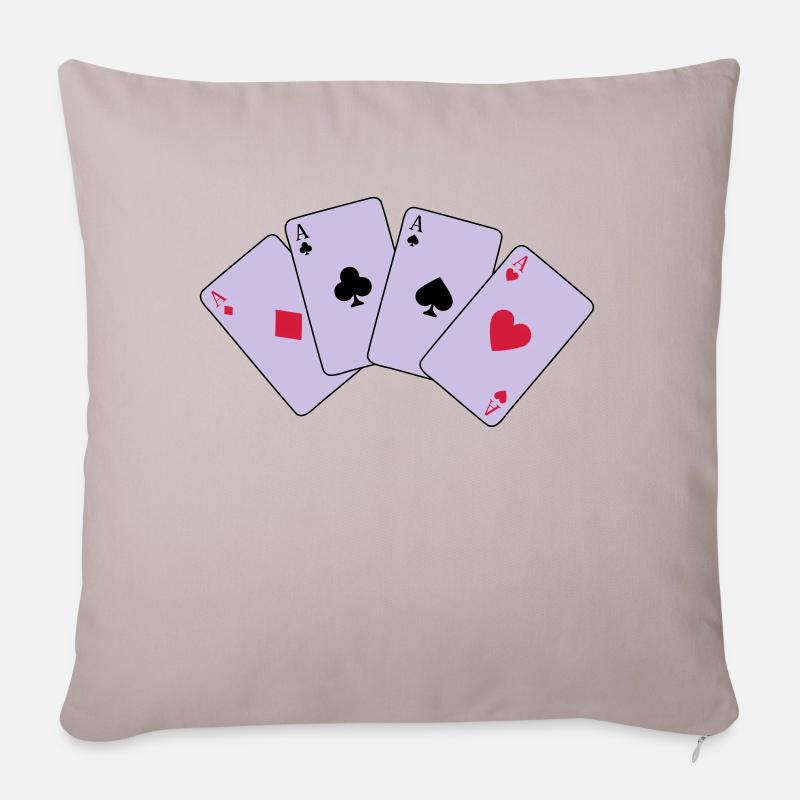 Karten, Poker, Ass, Spielkarten - Sofakissenbezug 45 x 45 cm - helles Taupe
