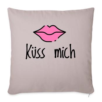 Küss mich. Kussmund Lippen Geschenk - Sofakissenbezug 45 x 45 cm - helles Taupe - Vorne