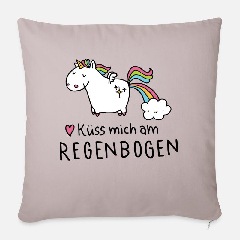 Kü mich am Regenbogen - Sofakissenbezug 45 x 45 cm - helles Taupe