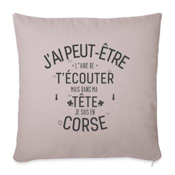 Dans mon Mental je suis en Corse - Housse de coussin décorative 45 x 45 cm - taupe clair - Devant