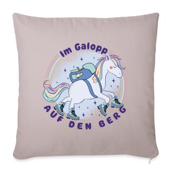 Einhorn - Im Galopp auf den Berg -Wandern mit Kids - Sofakissenbezug 45 x 45 cm - helles Taupe - Vorne