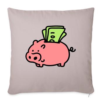 Sparschwein - Scheine 3 - Sofakissenbezug 45 x 45 cm - helles Taupe - Vorne