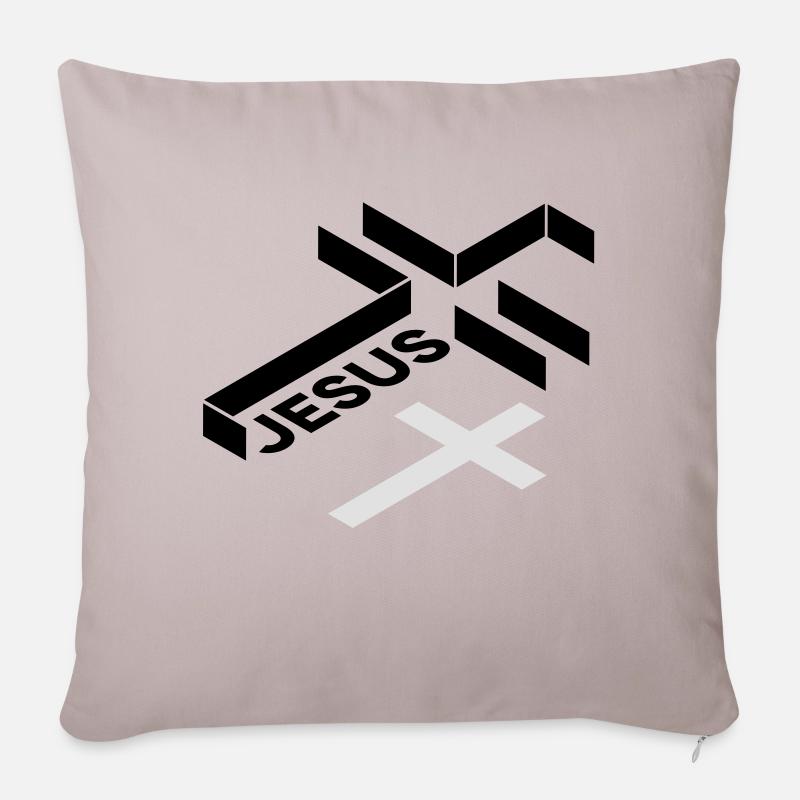 croix jésus - Housse de coussin décorative 45 x 45 cm - taupe clair