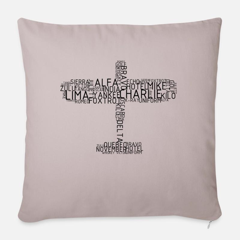 Flugzeug aus Pilotenalphabet_schwarz - Sofakissenbezug 45 x 45 cm - helles Taupe