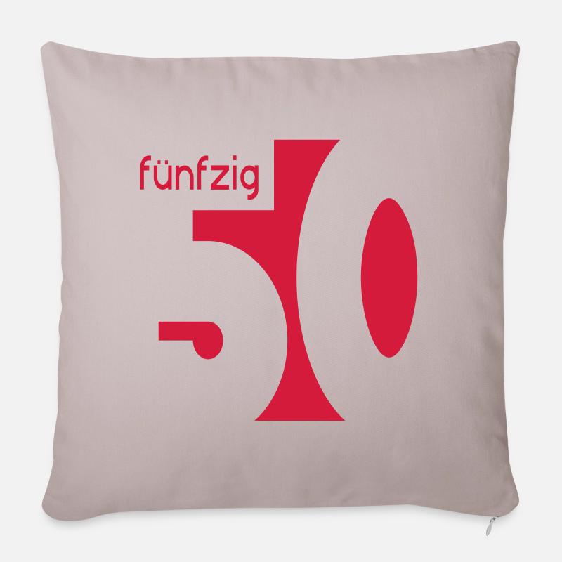 50. Geburtstag - Sofakissenbezug 45 x 45 cm - helles Taupe
