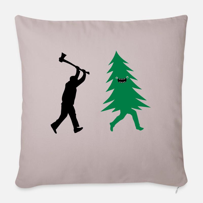 Lustiger Weihnachtsbaum vom Holzfäller Gejagt com - Sofakissenbezug 45 x 45 cm - helles Taupe
