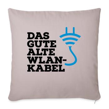 WLAN Kabel Computer Shirt - Sofakissenbezug 45 x 45 cm - helles Taupe - Vorne