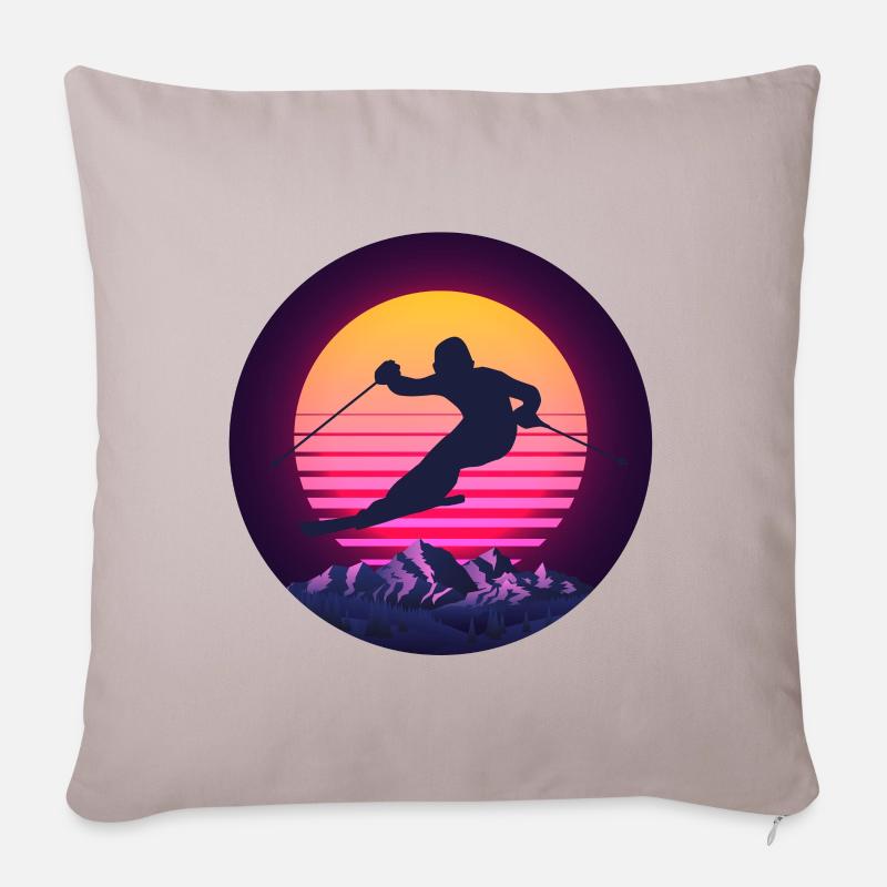 Ski Skiurlaub Oldschool - Sofakissenbezug 45 x 45 cm - helles Taupe