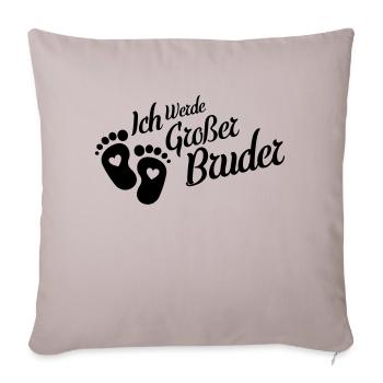 ich werde grosser bruder fussabdruck - Sofakissenbezug 45 x 45 cm - helles Taupe - Vorne