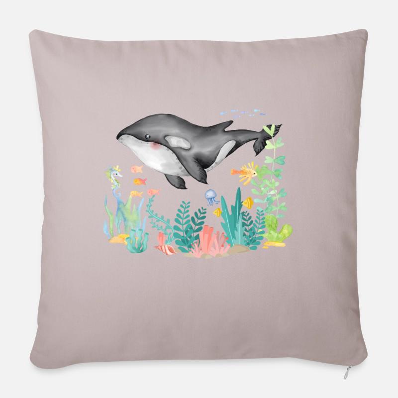 Orca Ozean Underwater - Sofakissenbezug 45 x 45 cm - helles Taupe