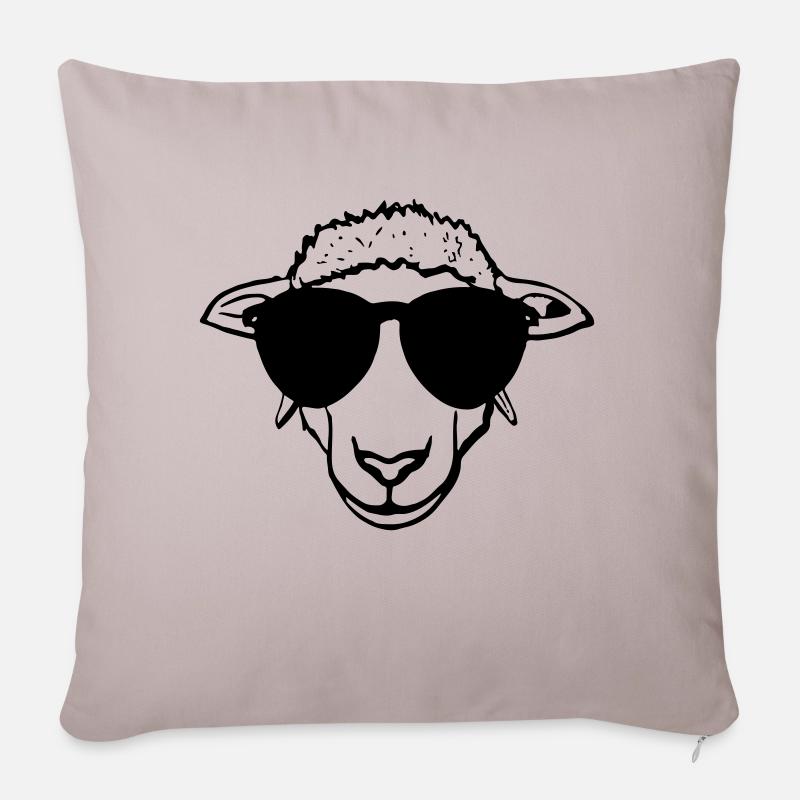 Schaf mit Sonnenbrille Schafliebhaber Cooles Schaf - Sofakissenbezug 45 x 45 cm - helles Taupe