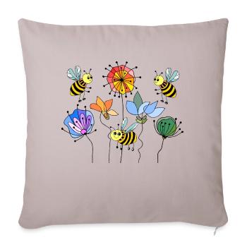 Bienen - Sofakissenbezug 45 x 45 cm - helles Taupe - Vorne
