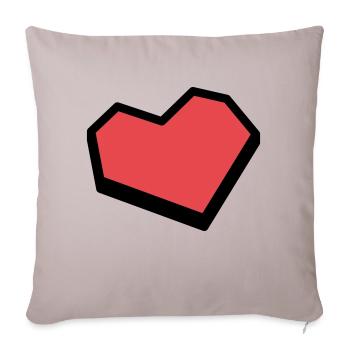 grobes eckiges rotes Herz - Sofakissenbezug 45 x 45 cm - helles Taupe - Vorne