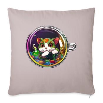 Kitten in a Cup: Adorable Cat Tee - Sofa pillowcase 17,3'' x 17,3'' (45 x 45 cm) - light taupe - Front