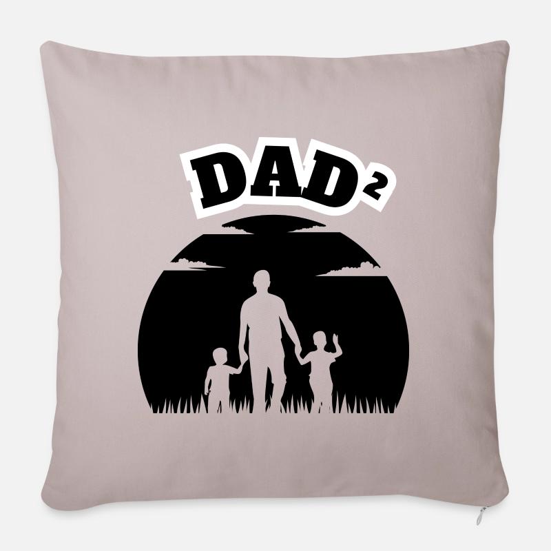 Dad² 2 Fils Noir - Housse de coussin décorative 45 x 45 cm - taupe clair