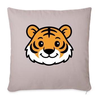 Tiger Gesicht - Sofakissenbezug 45 x 45 cm - helles Taupe - Vorne