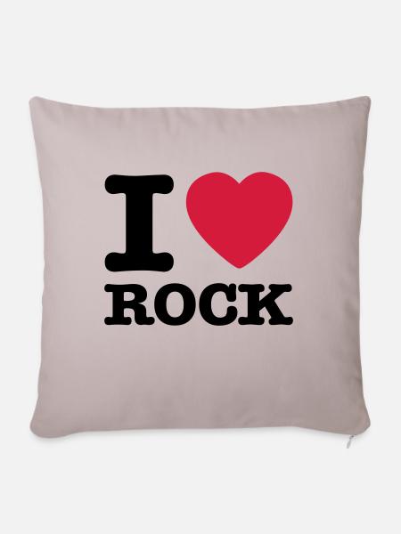 i love rock / I heart rock - Sofakissenbezug 45 x 45 cm - helles Taupe