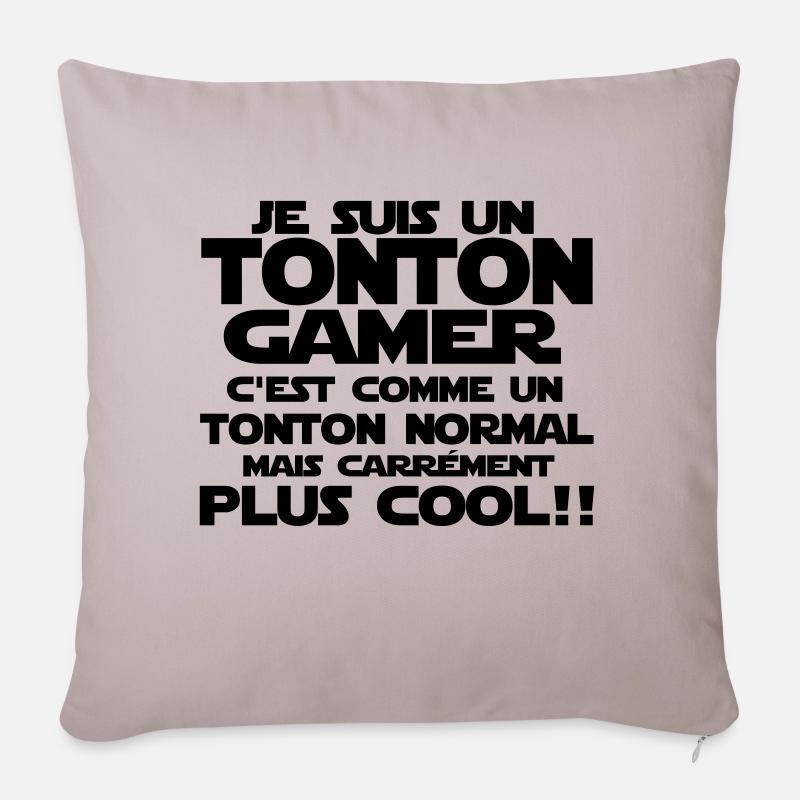 je suis un tonton gamer - Housse de coussin décorative 45 x 45 cm - taupe clair