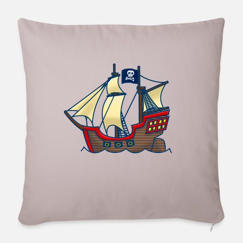 Piratenschiff - Sofakissenbezug 45 x 45 cm - helles Taupe