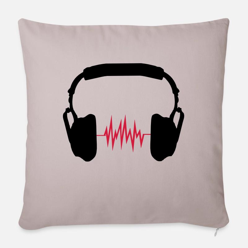 écouteurs - Housse de coussin décorative 45 x 45 cm - taupe clair