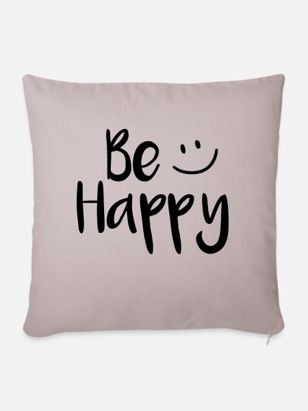 Be happy - Sofakissenbezug 45 x 45 cm - helles Taupe