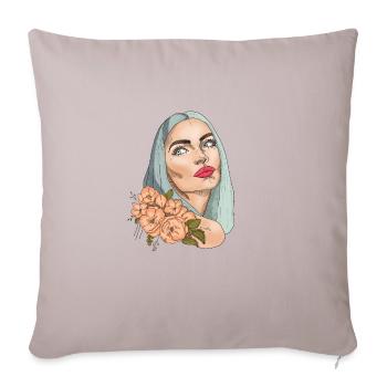Portrait of a beautiful woman with flowers - Sofa pillowcase 17,3'' x 17,3'' (45 x 45 cm) - light taupe - Front
