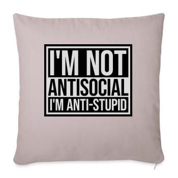 pas antisocial anti-stupide - Housse de coussin décorative 45 x 45 cm - taupe clair - Devant