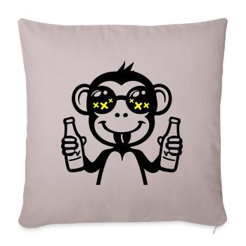 Singe buvant de la bière drôle - Housse de coussin décorative 45 x 45 cm - taupe clair - Devant
