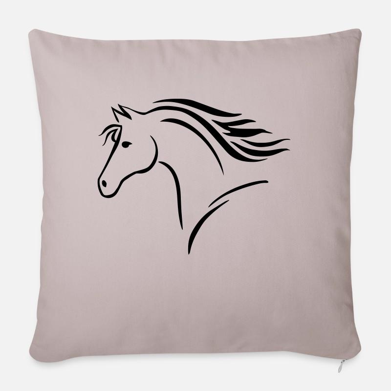 Pferd - Sofakissenbezug 45 x 45 cm - helles Taupe