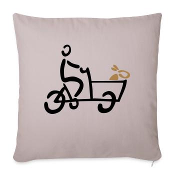 Bakfiets Hund Lastenrad Fahrrad - Sofakissenbezug 45 x 45 cm - helles Taupe - Vorne