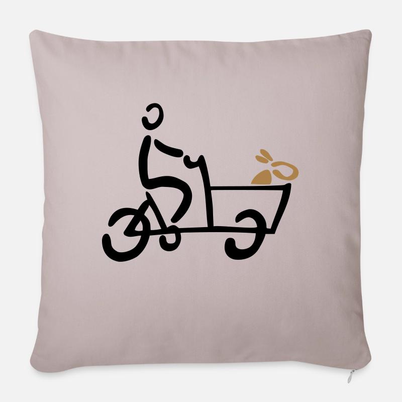Bakfiets Hund Lastenrad Fahrrad - Sofakissenbezug 45 x 45 cm - helles Taupe