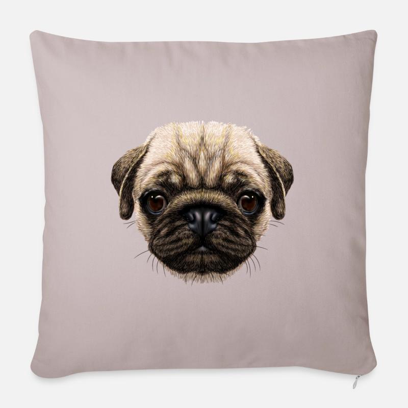 Hund Hundeliebhaber Mops - Sofakissenbezug 45 x 45 cm - helles Taupe