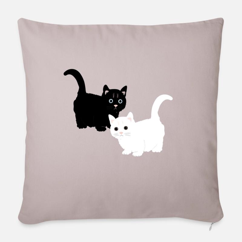 Katzen - Sofakissenbezug 45 x 45 cm - helles Taupe