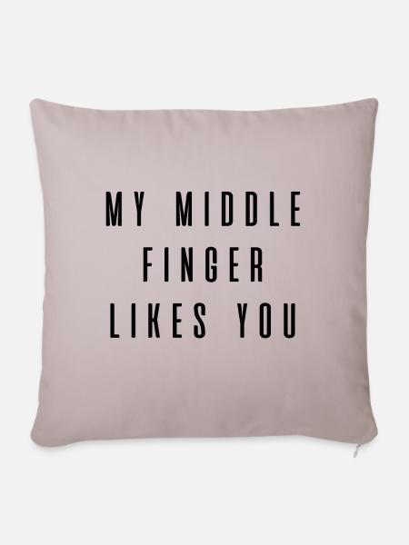 Middle finger Mittelfinger - Sofakissenbezug 45 x 45 cm - helles Taupe