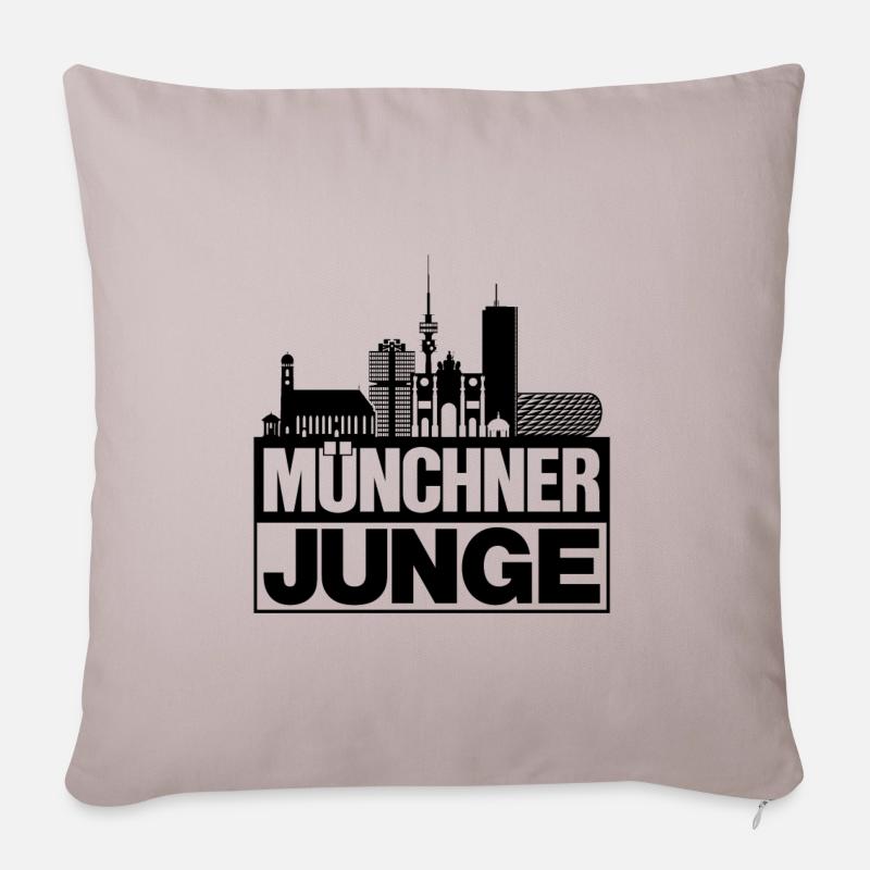 Münchner Junge Schwarz München Silhouette Geschenk - Sofakissenbezug 45 x 45 cm - helles Taupe