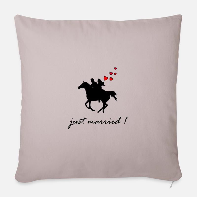 Just married ! - Housse de coussin décorative 45 x 45 cm - taupe clair