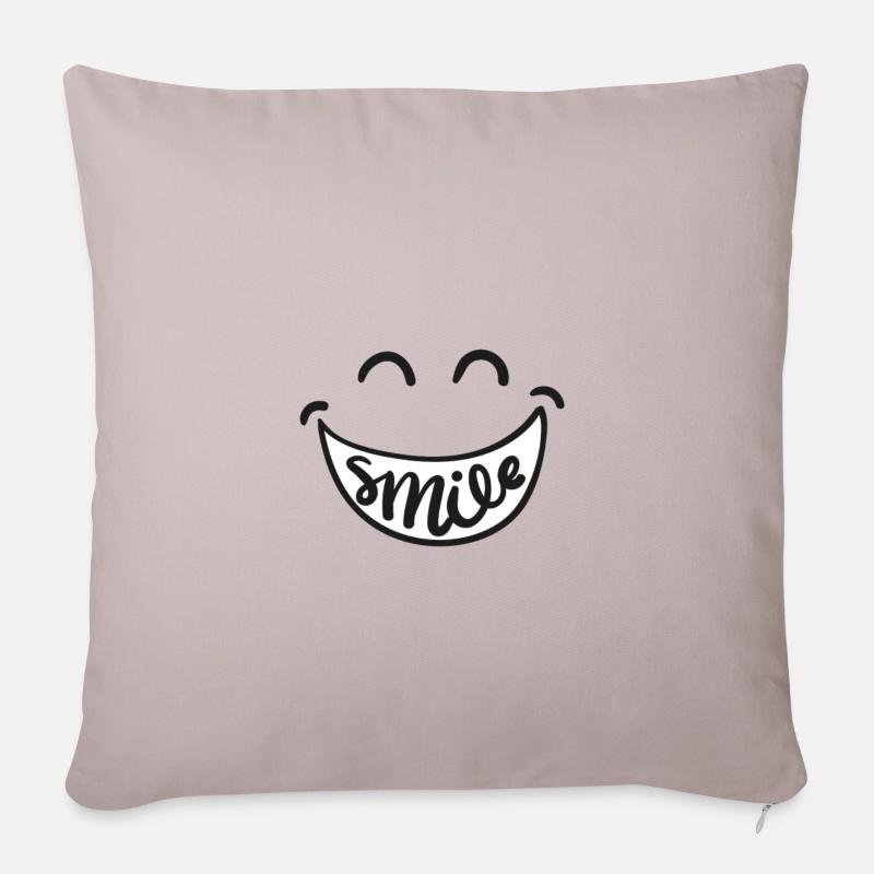 Smile grin - Sofa pillowcase 17,3'' x 17,3'' (45 x 45 cm) - light taupe