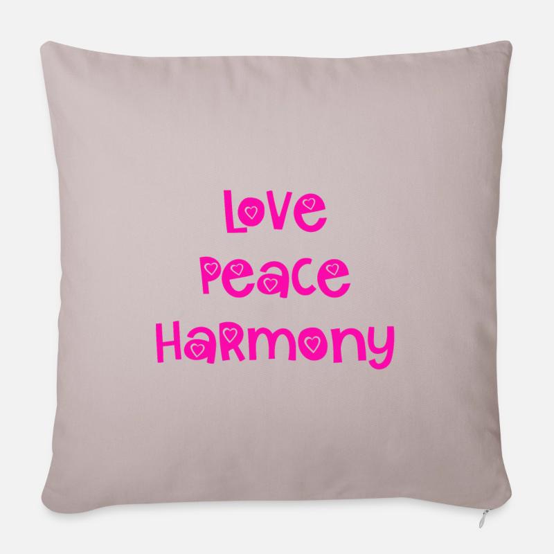 Love Peace Harmony - pink - Sofakissenbezug 45 x 45 cm - helles Taupe