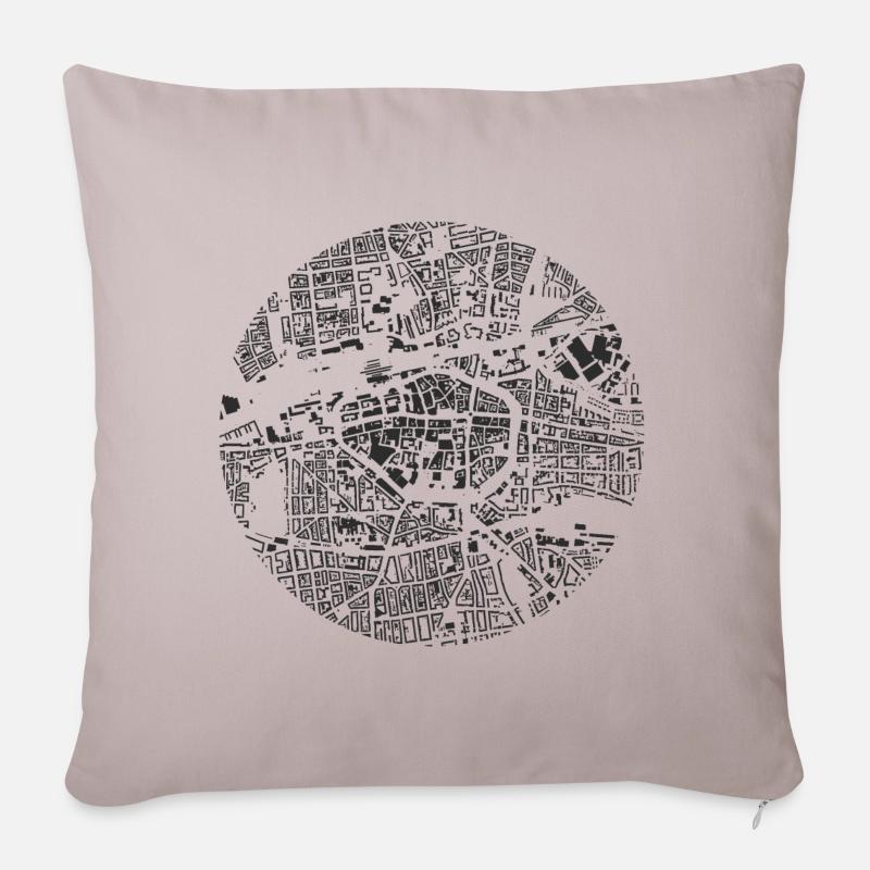 Dortmund Stadtplan Kreis - Sofakissenbezug 45 x 45 cm - helles Taupe