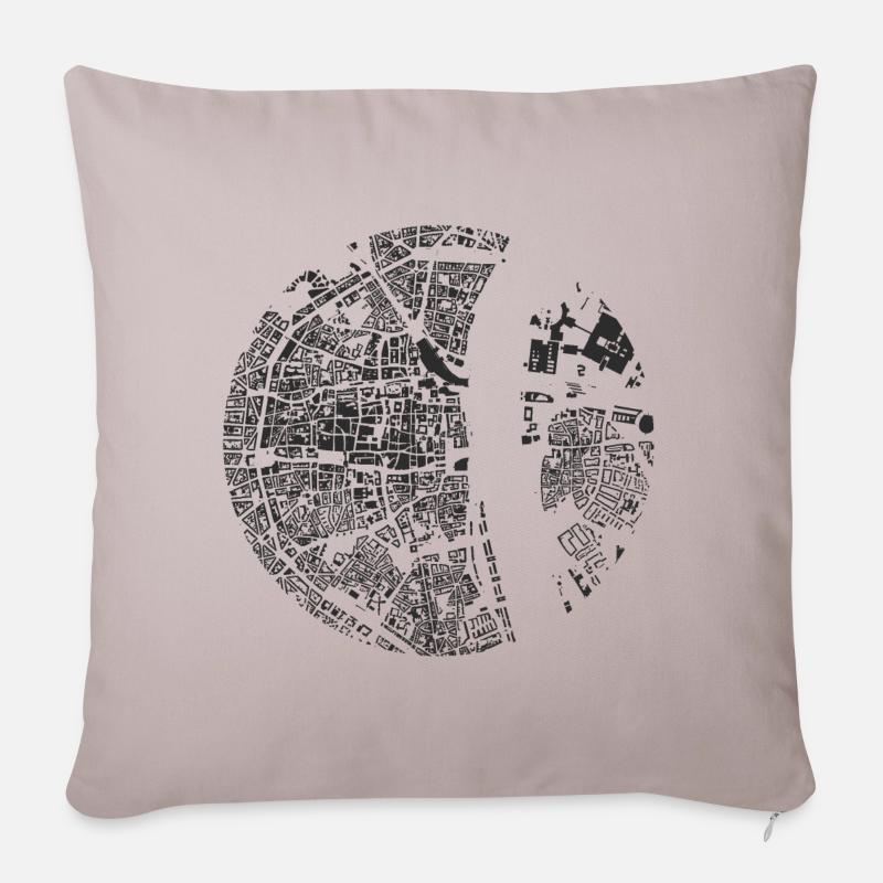 Köln Stadtplan Kreis - Sofakissenbezug 45 x 45 cm - helles Taupe