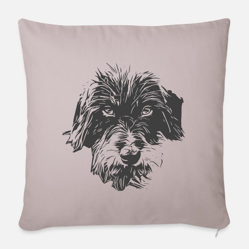 Chiens de caractère teckel à poil dur - Housse de coussin décorative 45 x 45 cm - taupe clair