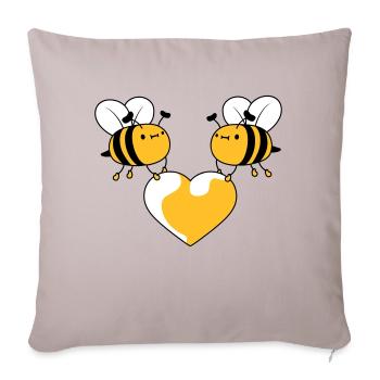2 bees in love - Sofa pillowcase 17,3'' x 17,3'' (45 x 45 cm) - light taupe - Front