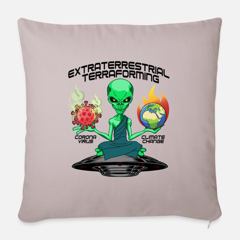 Alien Extraterrestrial Terraforming Invasion - Sofakissenbezug 45 x 45 cm - helles Taupe